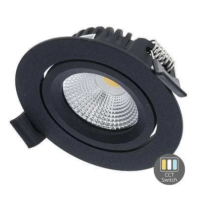 LED Inbouwspot Lesto | Dimbaar | IP65 | 4W/6W | CCT Switch (2700K/3000K/4000K) | Zaagmaat: Ø68-75 mm | Inbouwdiepte: 29 mm | Mat Zwart