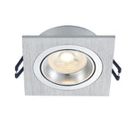 LED Inbouwspot Plano | Dimbaar | IP20 | 3,8W | Vierkant | Plat | Zaagmaat: Ø80-85 mm | Inbouwdiepte: 38 mm | Geborsteld Aluminium