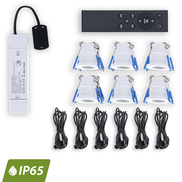 LED Inbouwspots Set Dovo Mat Wit | 6 Stuks | IP65 | Afstandsbediening