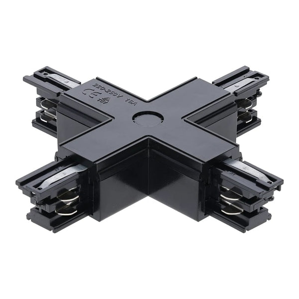 3-Fase Rail X-connector Zwart | Kruising