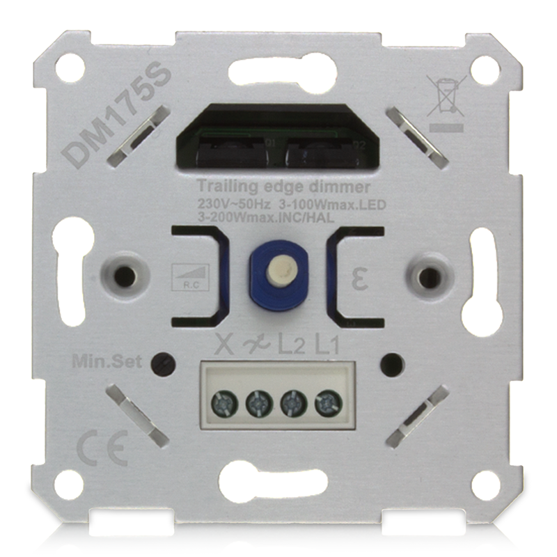 LED Dimmer 3-100W fase-afsnijding, inbouwmodule vooraanzicht