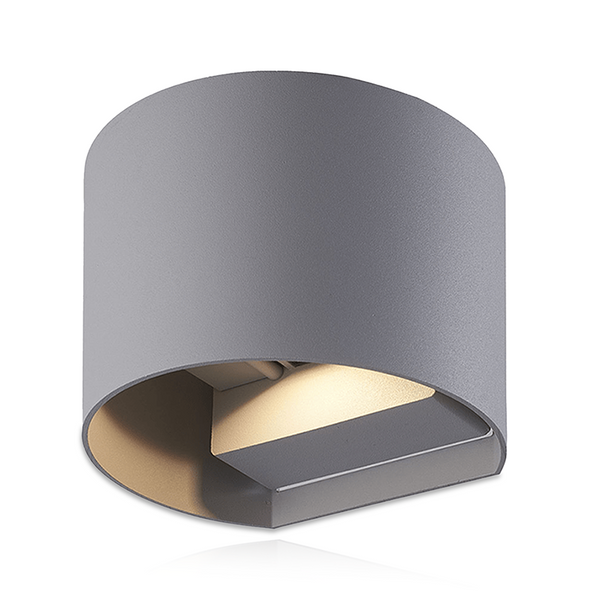 LED Wandlamp COB Rond Grijs | 6W | IP65 | Up & Down | Grijs