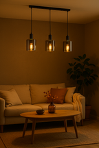 LED Hanglamp Fumo | 3x E27 | Smoky Glass | Mat Zwart