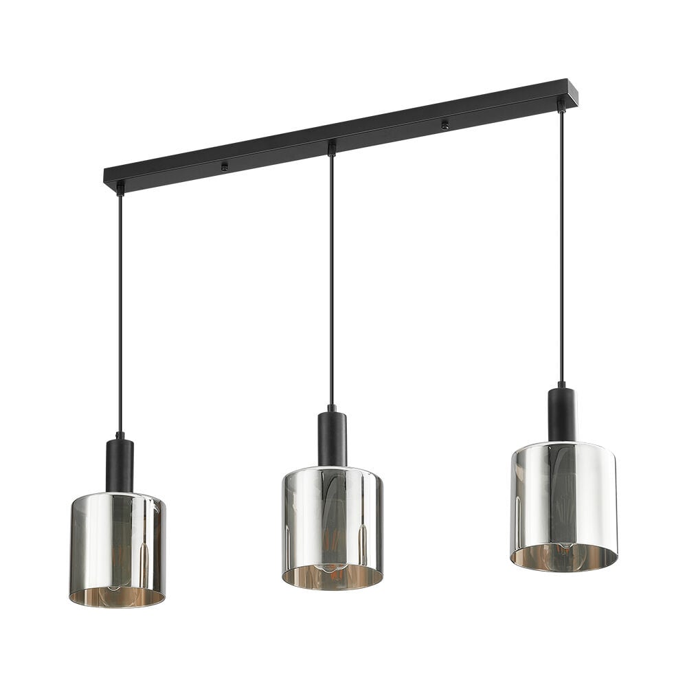 LED Hanglamp Fumo | 3x E27 | Smoky Glass | Mat Zwart