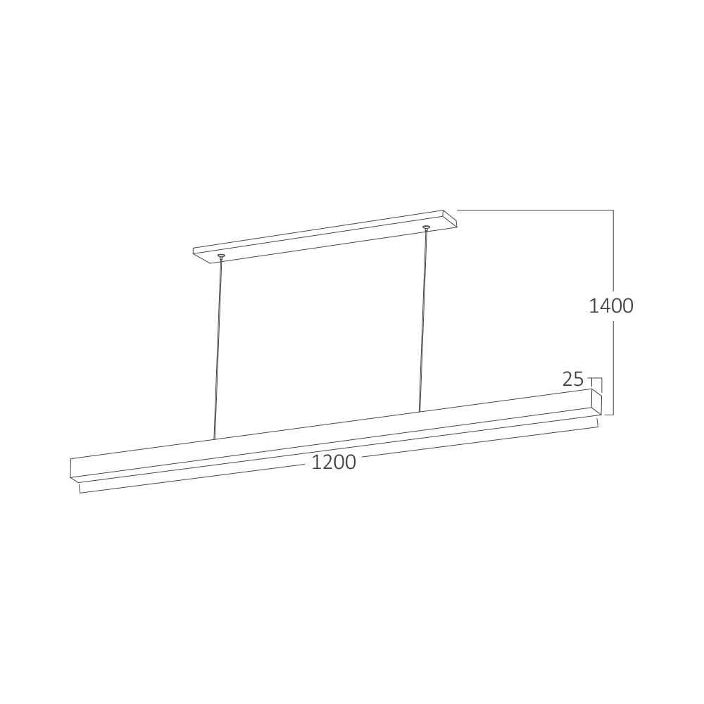 LED Hanglamp Baro | Balk 120cm | 30W | CCT | 3000lm | Mat Zwart