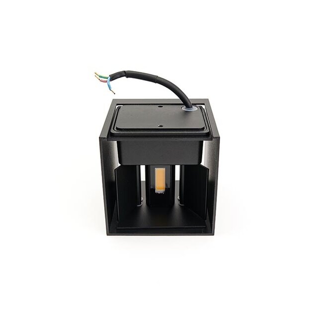 LED Wandlamp COB Kubus | Up & Down | Warm Wit 3000K | Zwart | IP54