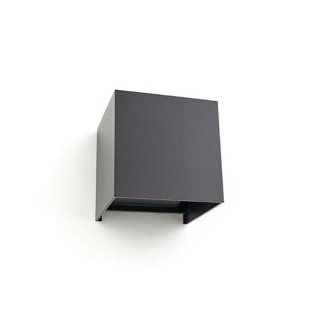 LED Wandlamp COB Kubus | Up & Down | Warm Wit 3000K | Zwart | IP54