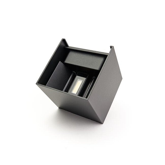 LED Wandlamp COB Kubus | Up & Down | Warm Wit 3000K | Zwart | IP54