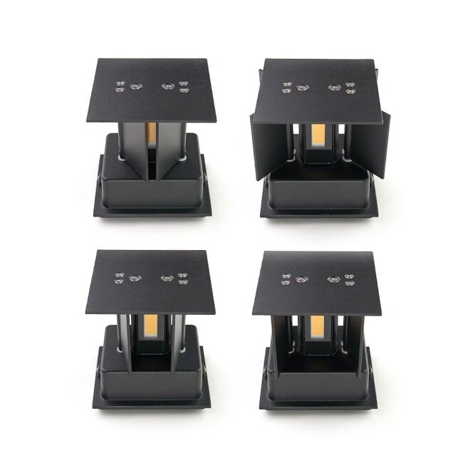 LED Wandlamp COB Kubus | Up & Down | Warm Wit 3000K | Zwart | IP54