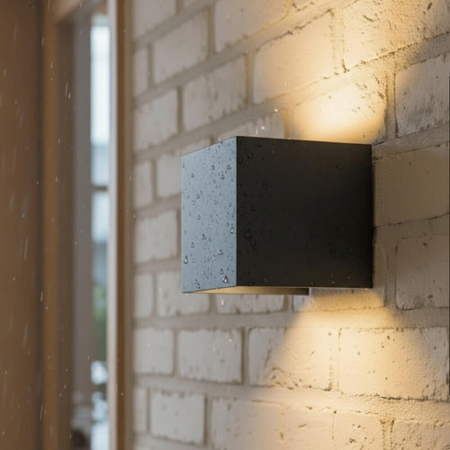 COB LED Wandlamp Kubus Zwart IP54