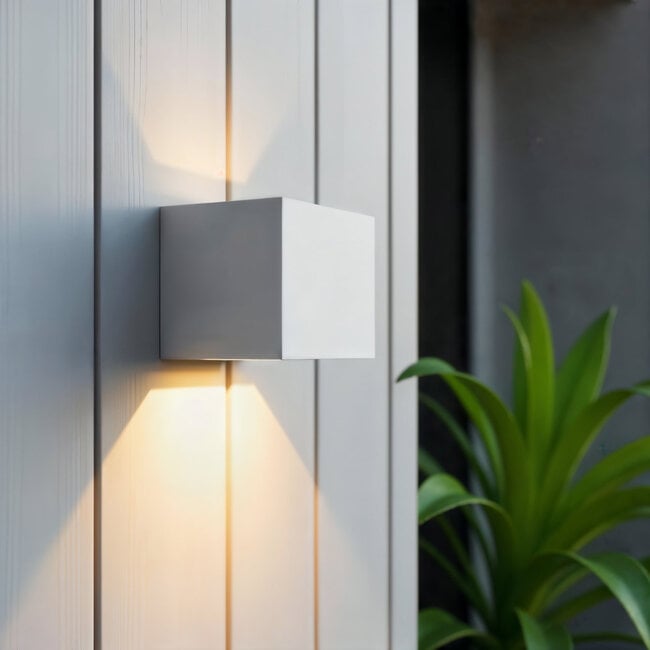 LED Wandlamp COB Kubus | Up & Down | Warm Wit 3000K | Wit | IP54