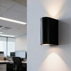 LED Wandlamp D-vorm Up & Down | Dubbele GU10 | Mat Zwart | IP44