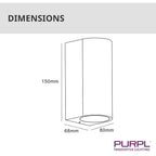 LED Wandlamp D-vorm Up & Down Mat Zwart | IP44 | Dubbele GU10