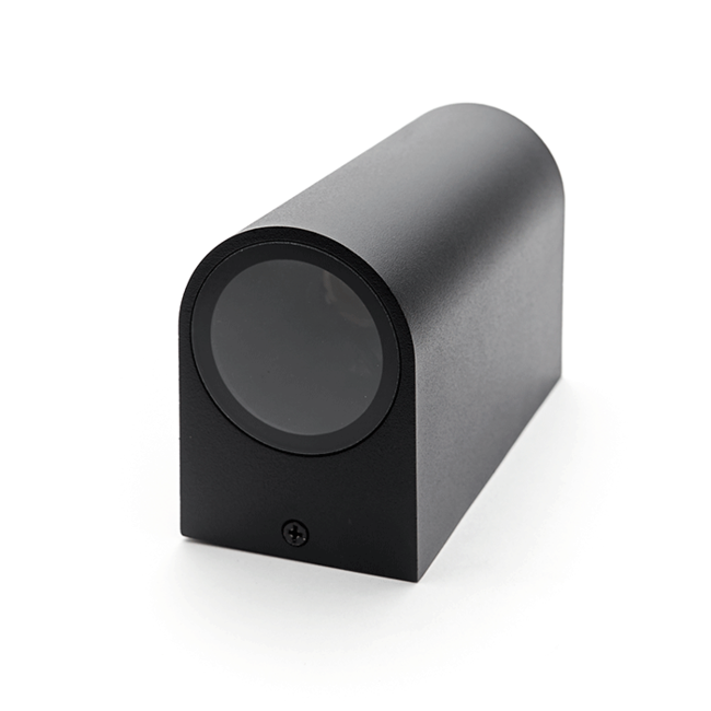 LED Wandlamp D-vorm Up & Down | Dubbele GU10 | Mat Zwart | IP44