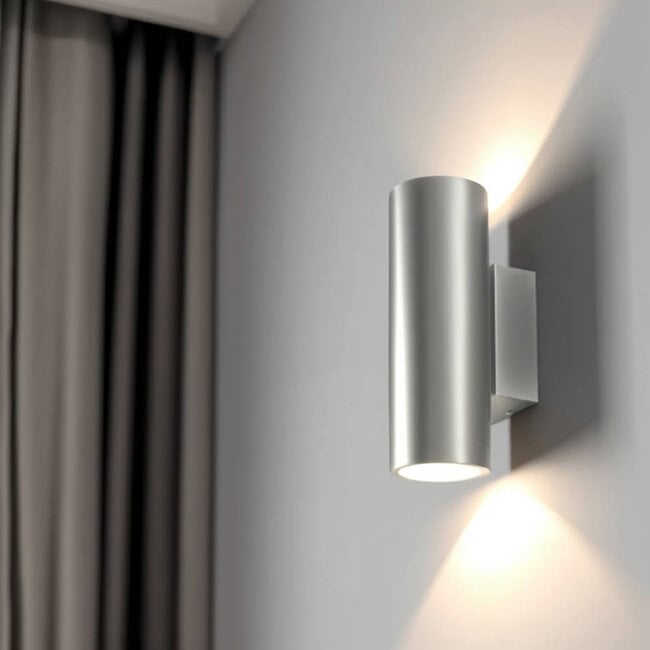 LED Wandlamp Rond Zilver Up Down