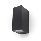 LED Wandlamp Vierkant Up & Down Mat Zwart | IP44 | Dubbele GU10