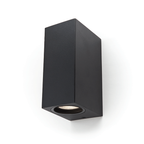 LED Wandlamp Vierkant Up & Down Mat Zwart | IP44 | Dubbele GU10