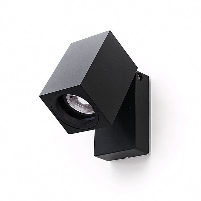 LED Wandlamp Kantelbaar Vierkant | GU10 | Mat Zwart | IP44