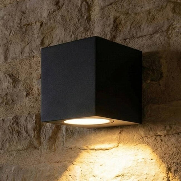 LED Wandlamp Vierkant Mat Zwart | GU10 | IP44