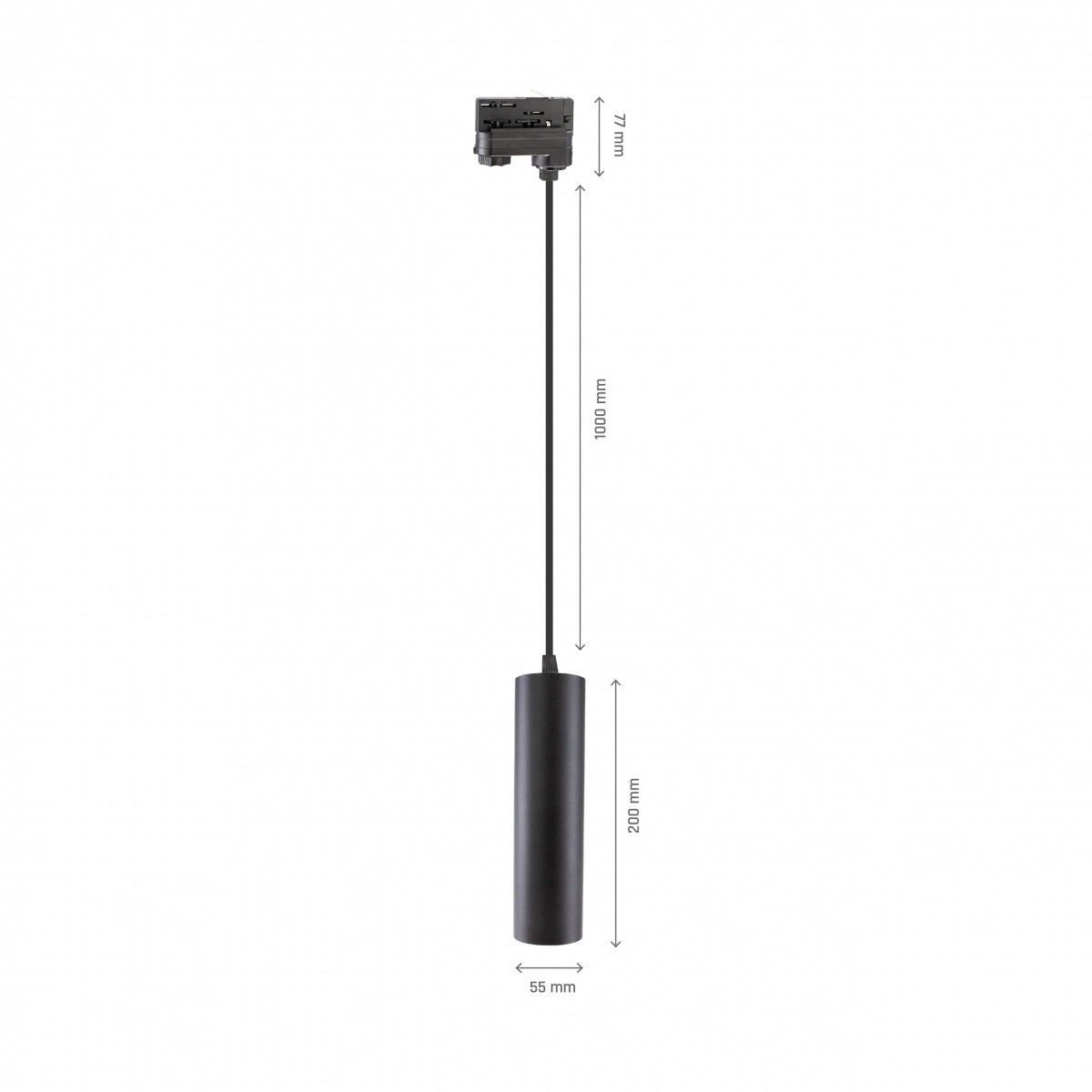 LED Hanglamp Sento | 3-Fase Rail | GU10 | Mat Zwart