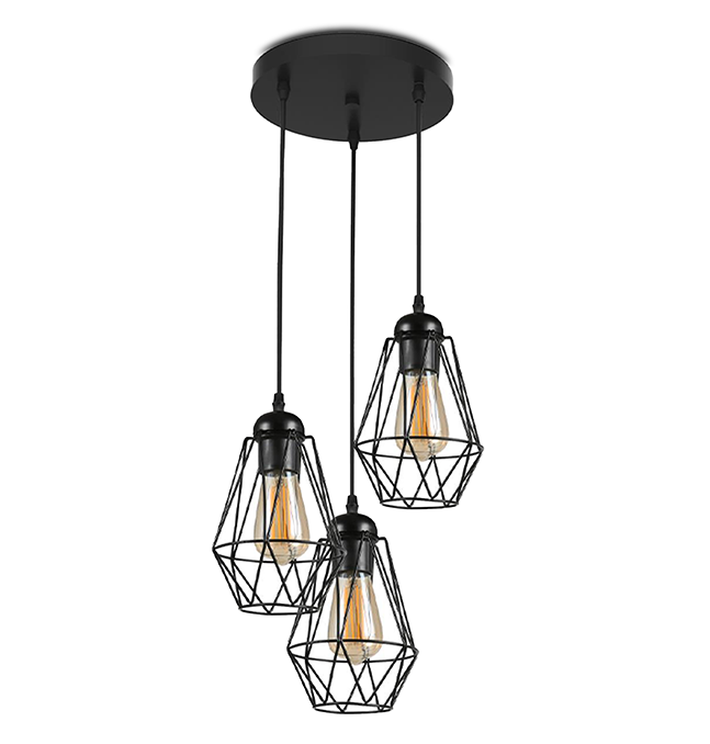 LED Hanglamp Trivo | 3-Lichts | 12W Dimbaar | Mat Zwart