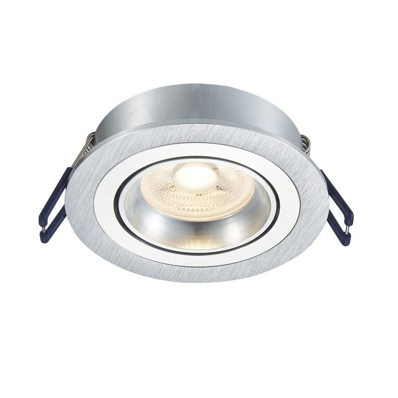 LED Inbouwspot Feno | Dimbaar | IP20 | 3,8W | Plat Design | Zaagmaat: Ø80-85 mm | Inbouwdiepte: 38 mm | Geborsteld Aluminium