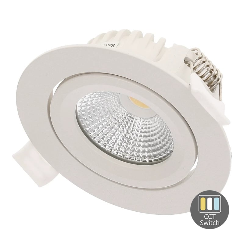 LED Inbouwspot Lesto | Dimbaar | IP65 | 4W/6W | CCT Switch (2700K/3000K/4000K) | Zaagmaat: Ø68-75 mm | Inbouwdiepte: 26 mm | Mat Wit