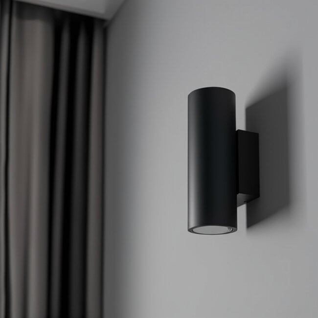 LED Wandlamp Divo | Up & Down | 2× GU10 | IP20 | H 176 mm | Mat Zwart