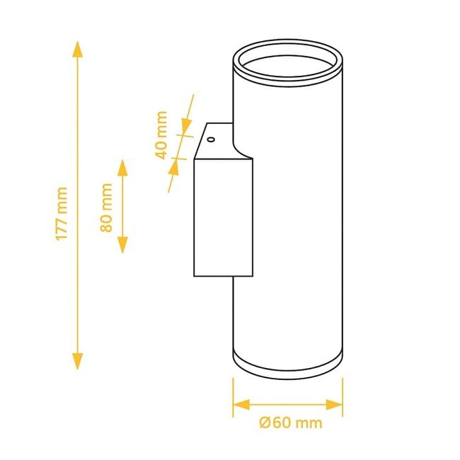 LED Wandlamp Divo | Up & Down | 2× GU10 | IP20 | H 176 mm | Mat Zwart