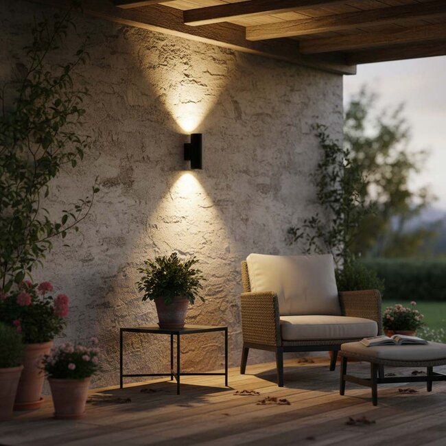 LED Wandlamp Divo | Up & Down | 2× GU10 | IP20 | H 176 mm | Mat Zwart