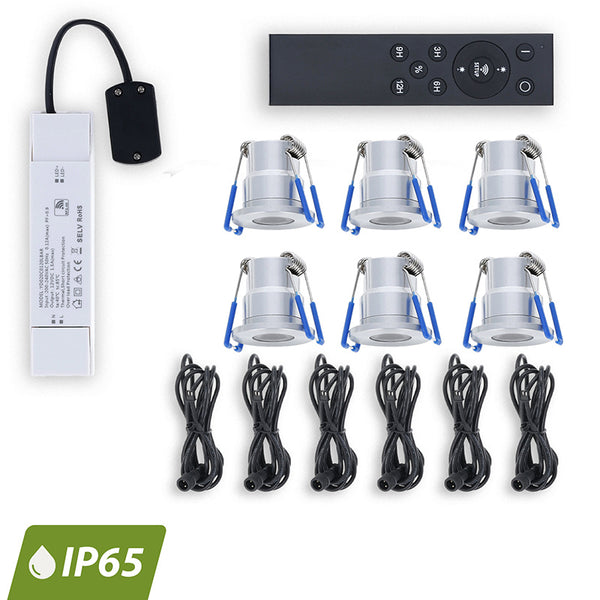 LED Inbouwspots Set Dovo Zilver | 6 Stuks | IP65 | Afstandsbediening