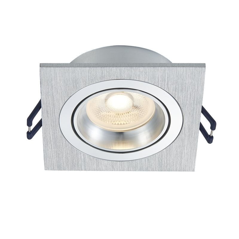 LED Inbouwspot Ceres | Dimbaar | IP20 | 3,8W | Vierkant | Plat | Zaagmaat: Ø80-85 mm | Inbouwdiepte: 38 mm | Geborsteld Aluminium