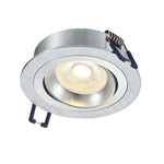 LED Inbouwspot Baldr | Dimbaar | IP20 | 3,8W | Plat Design | Zaagmaat: Ø80-85 mm | Inbouwdiepte: 38 mm | Geborsteld Aluminium