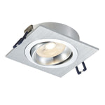 LED Inbouwspot Ceres | Dimbaar | IP20 | 3,8W | Vierkant | Plat | Zaagmaat: Ø80-85 mm | Inbouwdiepte: 38 mm | Geborsteld Aluminium