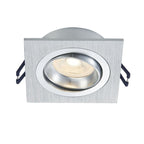 LED Inbouwspot Plano | Dimbaar | IP20 | 3,8W | Vierkant | Plat | Zaagmaat: Ø80-85 mm | Inbouwdiepte: 38 mm | Geborsteld Aluminium