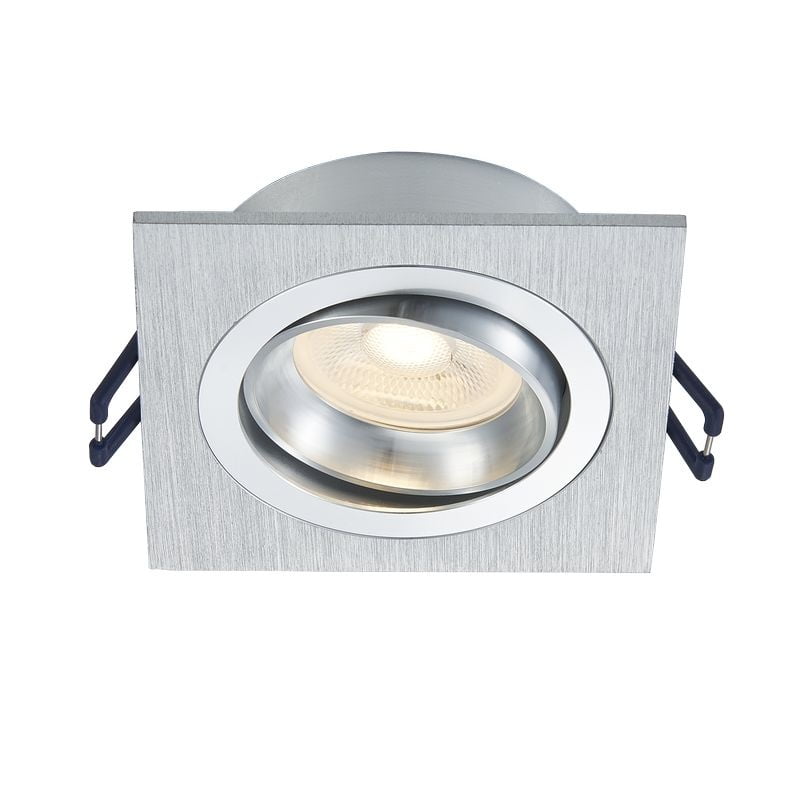 LED Inbouwspot Ceres | Dimbaar | IP20 | 3,8W | Vierkant | Plat | Zaagmaat: Ø80-85 mm | Inbouwdiepte: 38 mm | Geborsteld Aluminium