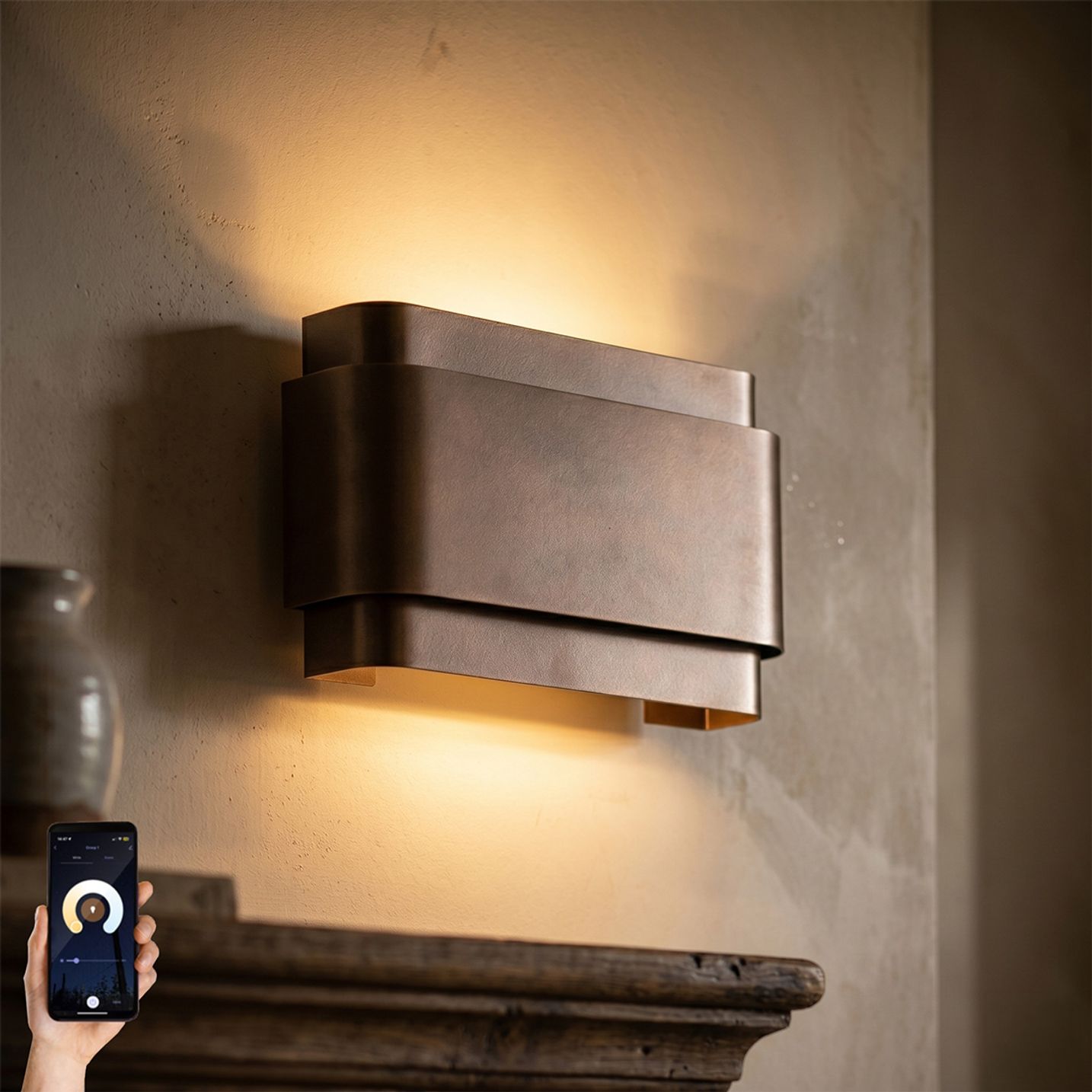 LED Wandlamp Coen Smart | Rechthoekig | 2-lichts | 2x G9 | IP20 | Brons