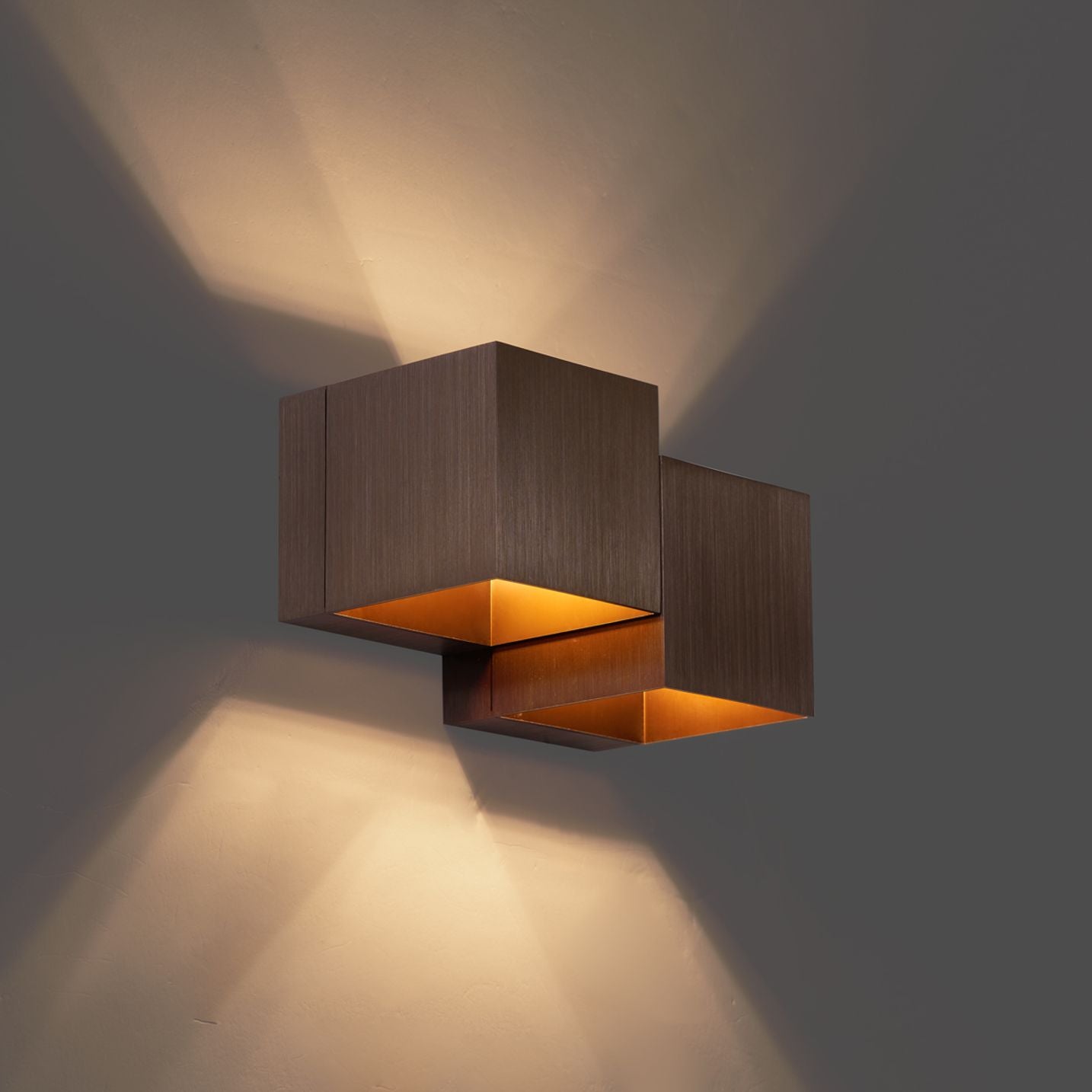 LED Wandlamp Transfer Double | Vierkant | 2-lichts | 2x G9 | IP20 | Brons