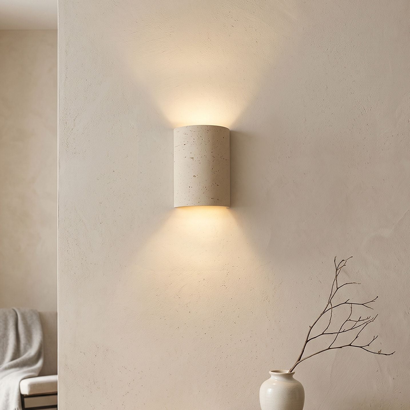 LED Wandlamp Travi | Cilinder | 2-lichts | 2x GU10 | IP20 | Beige