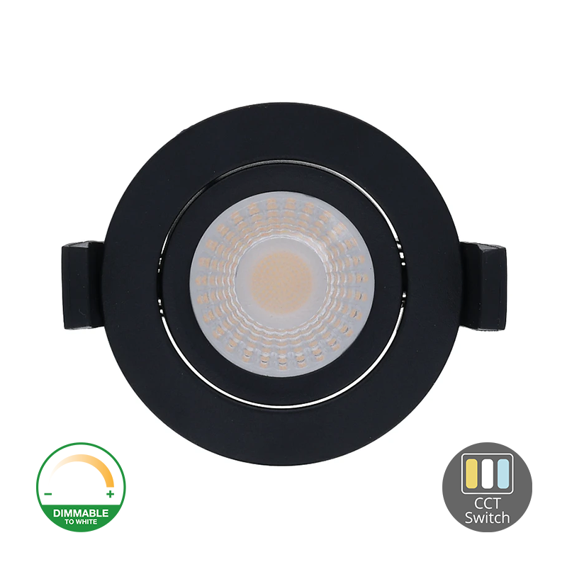 LED Inbouwspot Warmo | Dimbaar | IP65 | 5W/7W | Dim2Warm + CCT Switch | Inbouwdiepte: 25 mm | Mat Zwart