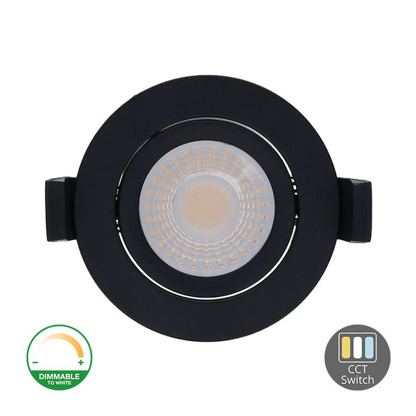 LED Inbouwspot Warmo Mat Zwart | 5W/7W Dim2Warm + CCT dimbaar | IP65 | diepte 25 mm